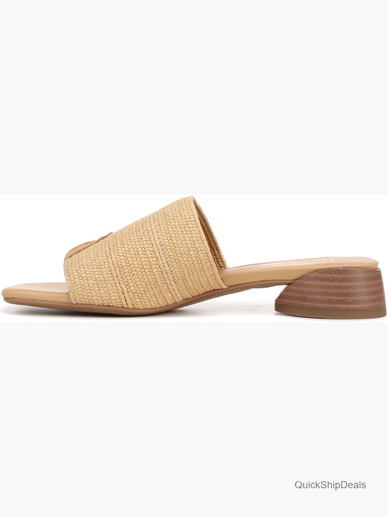 Women's Stretch Raffia Slide Sandal With Block Heel